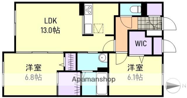 クラニアガーデン川入(2LDK/1階)の間取り写真