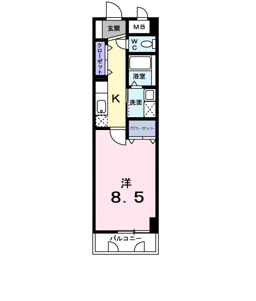 T-SAISON倉敷(1K/4階)の間取り写真