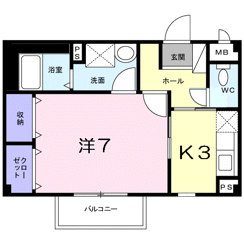 ラ・ポルト(1K/1階)の間取り写真