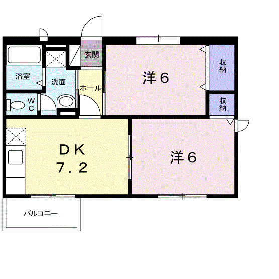 ニューエルディム上成A(2DK/2階)の間取り写真