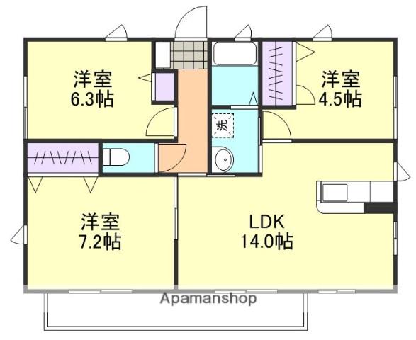 シャーメゾン酒津(3LDK/2階)の間取り写真