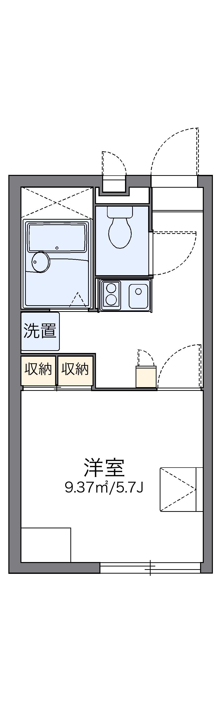 レオパレスカラマス(1K/1階)の間取り写真