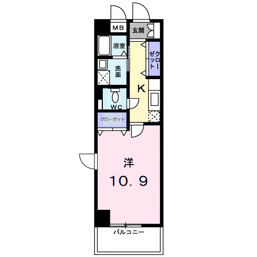 サニーレジデンスYK(1K/3階)の間取り写真