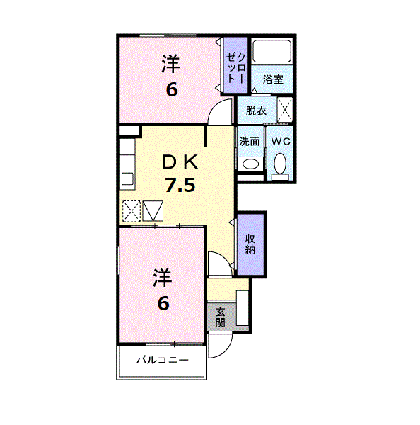 ピュアナリィシュ(2DK/1階)の間取り写真