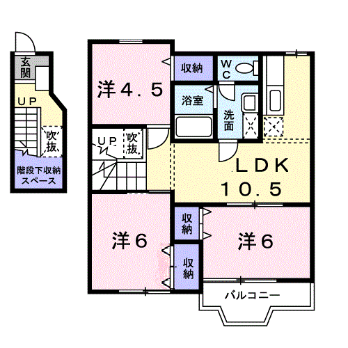 レーベン中畝D棟(3LDK/2階)の間取り写真
