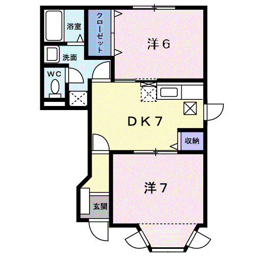 フォルム恵喜(2DK/1階)の間取り写真