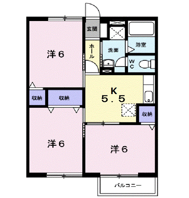 ジョイフルにしむらA(3K/2階)の間取り写真