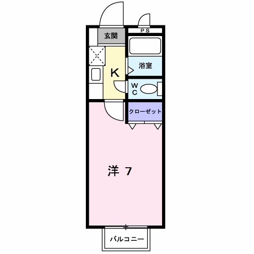 フレッシュさんわい(1K/1階)の間取り写真