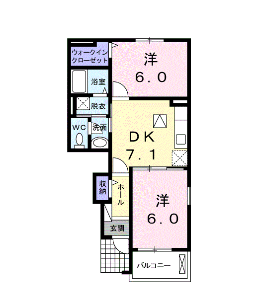 ラフィネ・シエルI(2DK/1階)の間取り写真
