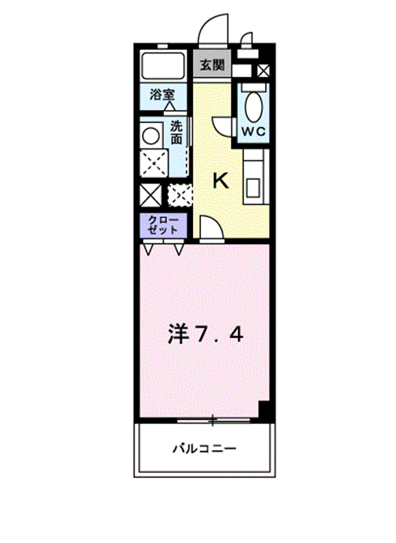 ディリジェント(1K/2階)の間取り写真