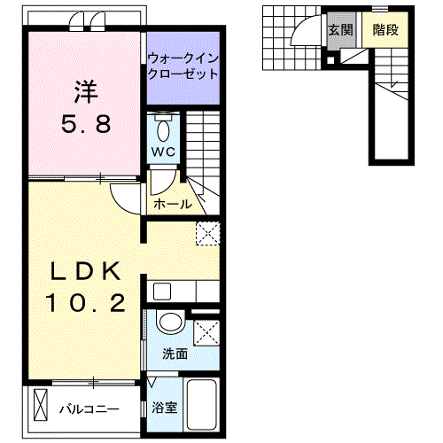 レスペヘリオスC棟(1LDK/2階)の間取り写真