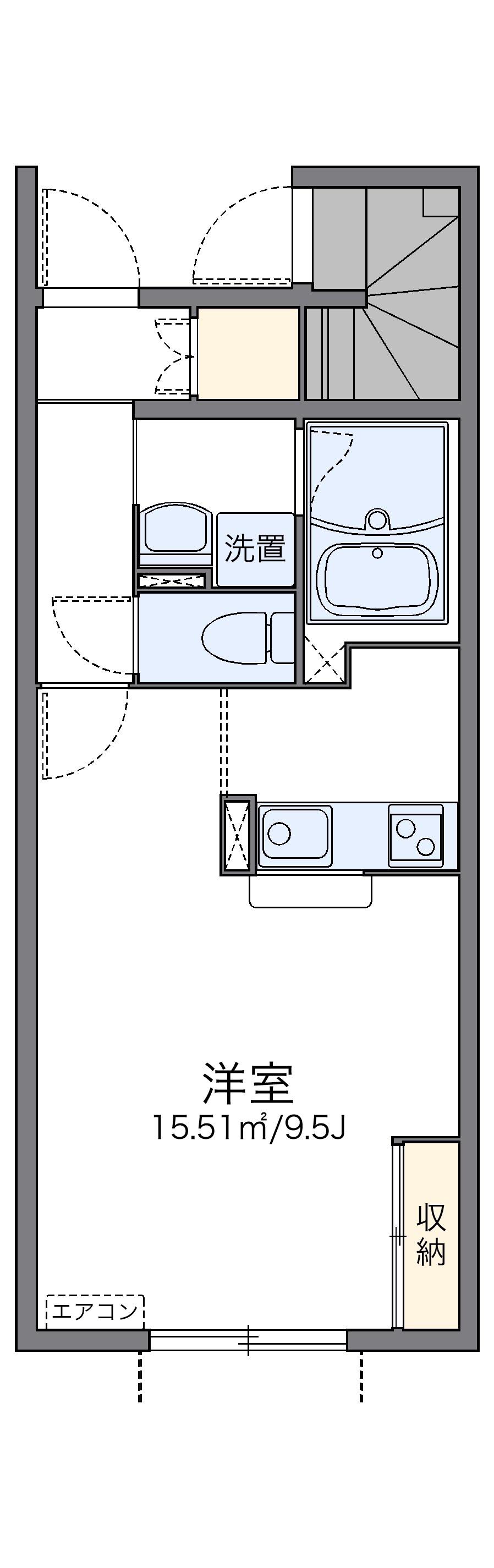 レオネクスト倉敷北(1K/1階)の間取り写真