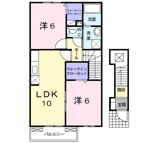 トリアノン(2LDK/2階)の間取り写真