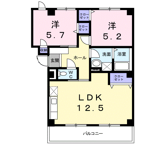 さくらマンションB(2LDK/2階)の間取り写真