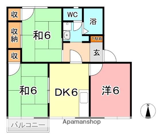 メゾン日笠山(3DK/2階)の間取り写真