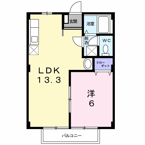 フルール古都A(1LDK/1階)の間取り写真