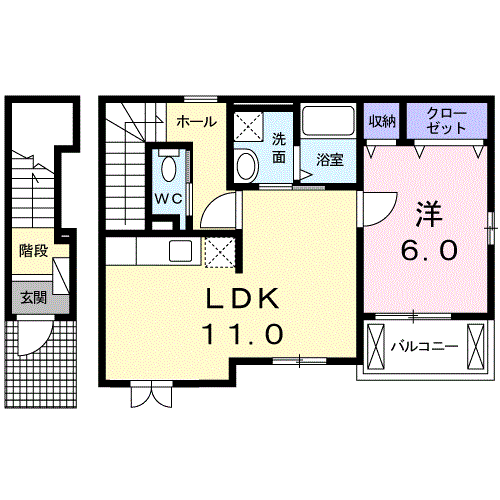 ソルパティオⅠ(1LDK/2階)の間取り写真