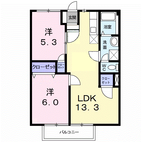 ニューシティ大島(2LDK/2階)の間取り写真