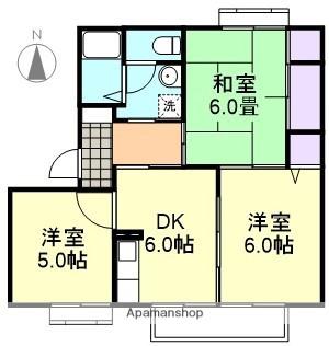サンライズ長尾B棟(3DK/2階)の間取り写真