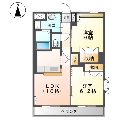 サンライズ亀甲(2LDK/2階)の間取り写真