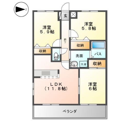 エルグランディールⅡ(3LDK/1階)の間取り写真