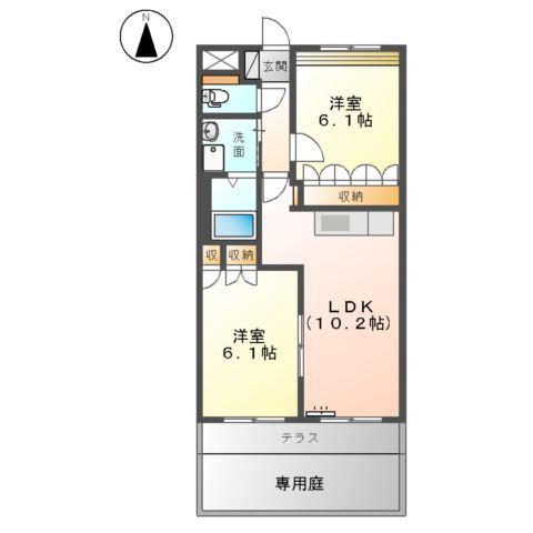 グリーンロック(2LDK/1階)の間取り写真