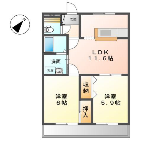グレイス・サンハイム松本(2LDK/1階)の間取り写真