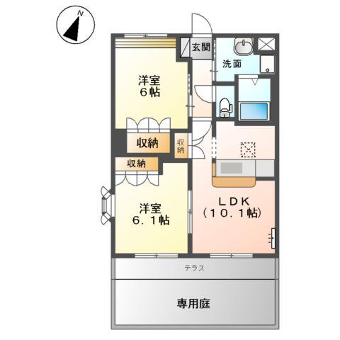 エスペランスコート(2LDK/1階)の間取り写真
