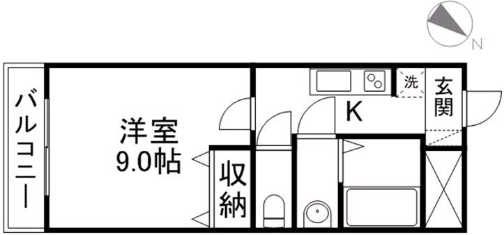 エポックハシマⅡ(1K/1階)の間取り写真