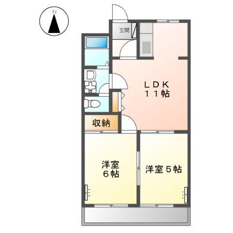 アメニティーハイツ(2LDK/2階)の間取り写真