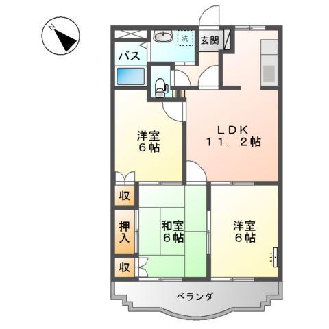 サン・ライズ(3LDK/2階)の間取り写真