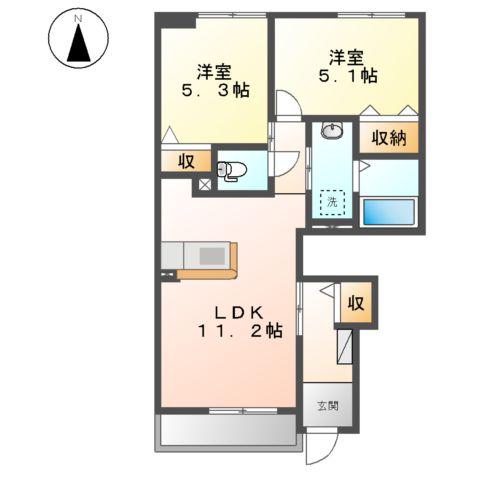 アクアグラン(2LDK/1階)の間取り写真