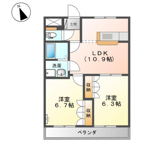 レガート(2LDK/2階)の間取り写真