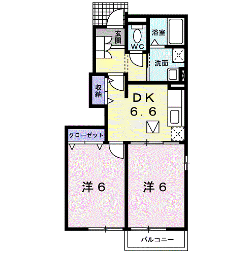 アルバーダ・KⅠ(2DK/1階)の間取り写真