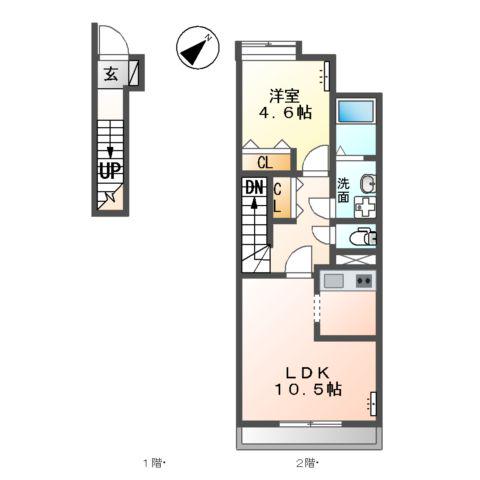 ドリームソフィア(1LDK/2階)の間取り写真