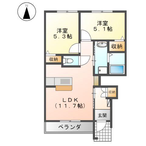 メゾン・コスモス壱番館(2LDK/1階)の間取り写真