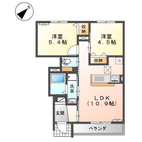 アザレア(2LDK/1階)の間取り写真