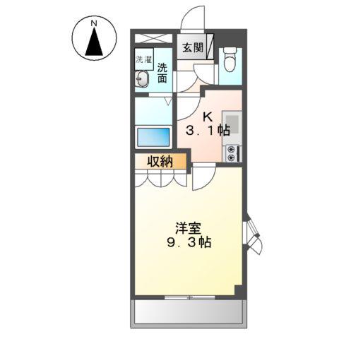オレンジヒルズ(1K/3階)の間取り写真