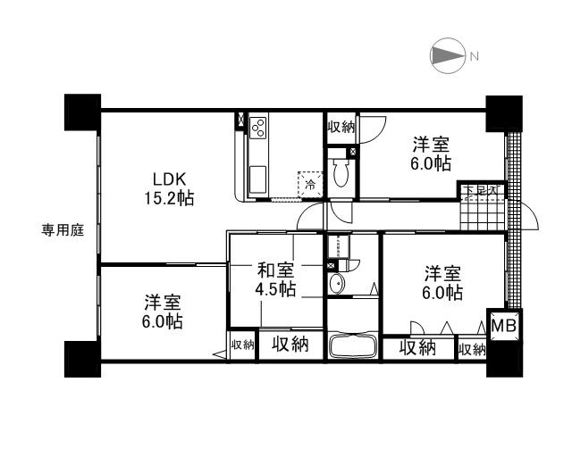 アルファライフ西島田(4LDK/1階)の間取り写真