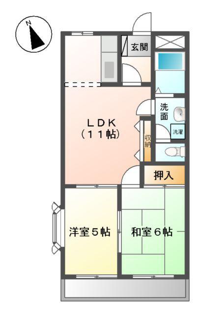 コンフォース亀山2(2LDK/2階)の間取り写真