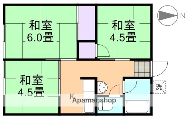 万寿東ハイツ(3K/2階)の間取り写真