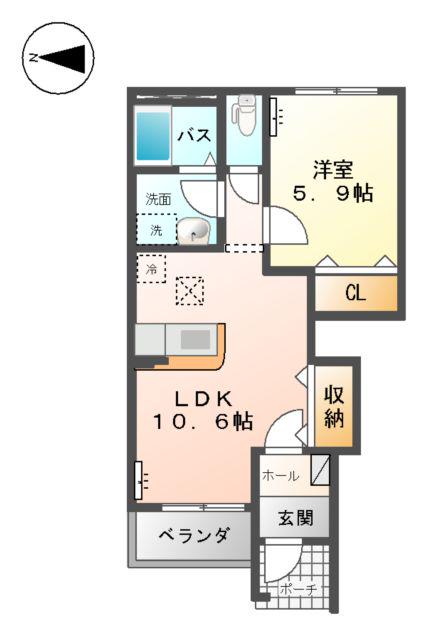 PLANET(1LDK/1階)の間取り写真