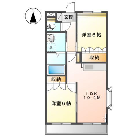 プランドールS-Ⅱ(2LDK/2階)の間取り写真