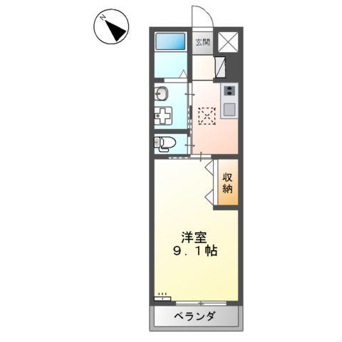 山陽本線 倉敷駅 バス乗車時間：18分 大江バス停バス停で下車 徒歩4分 2階建 築8年(1K/1階)の間取り写真