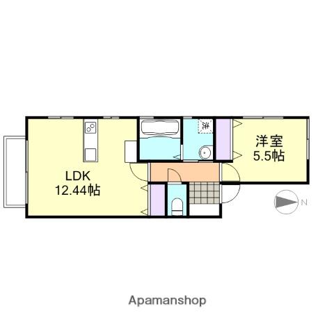 アルカンジュ四十瀬Ⅱ(1LDK/2階)の間取り写真