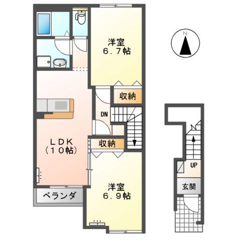 スイレンカ(2LDK/2階)の間取り写真