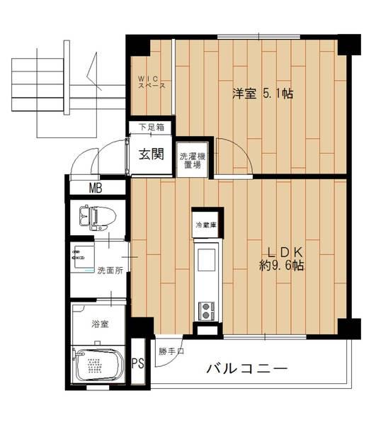 ビレッジハウス真備第二 3号棟(1LDK/1階)の間取り写真