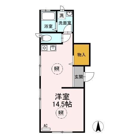 ヴィラガール(ワンルーム/1階)の間取り写真