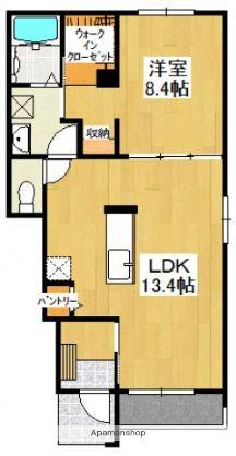 ベイコート マビ(1LDK/1階)の間取り写真