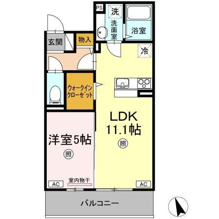 恵比寿Ⅴ(1LDK/2階)の間取り写真